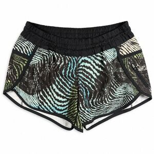 Lululemon Speed Shorts Womens Size 8 Zebra Print Running Lined Zip Pocket